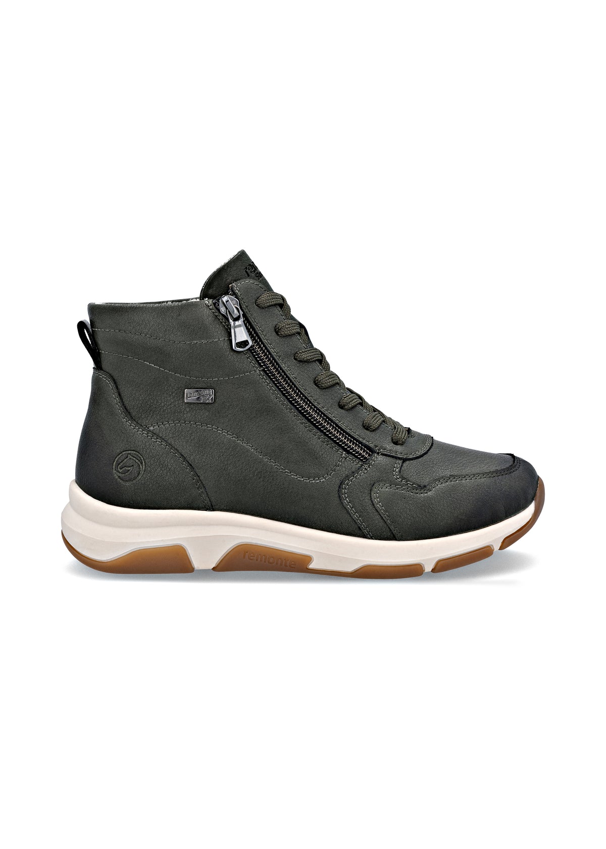 Casual ankle boots - green leather, Remonte-TEX