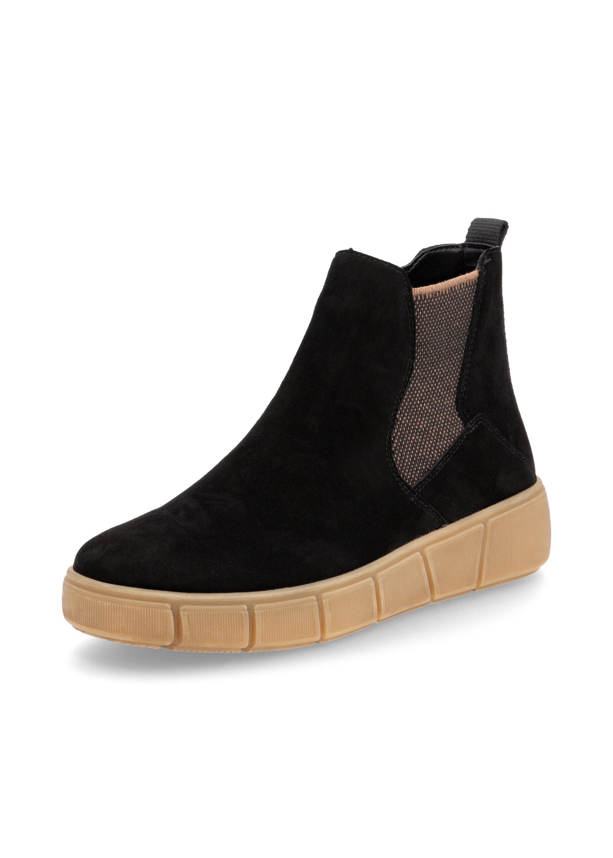 Chelsea ankle boots with thick sole - black leather, light brown sole