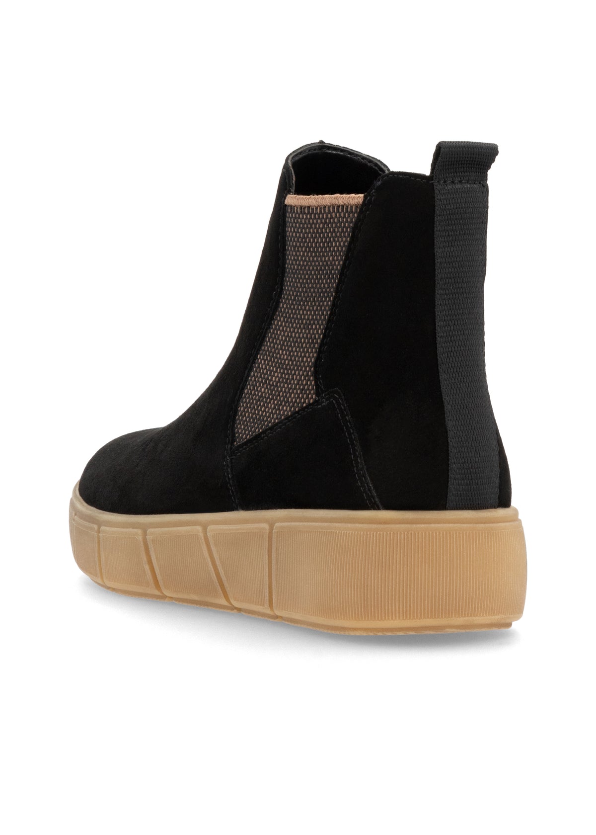 Chelsea ankle boots with thick sole - black leather, light brown sole