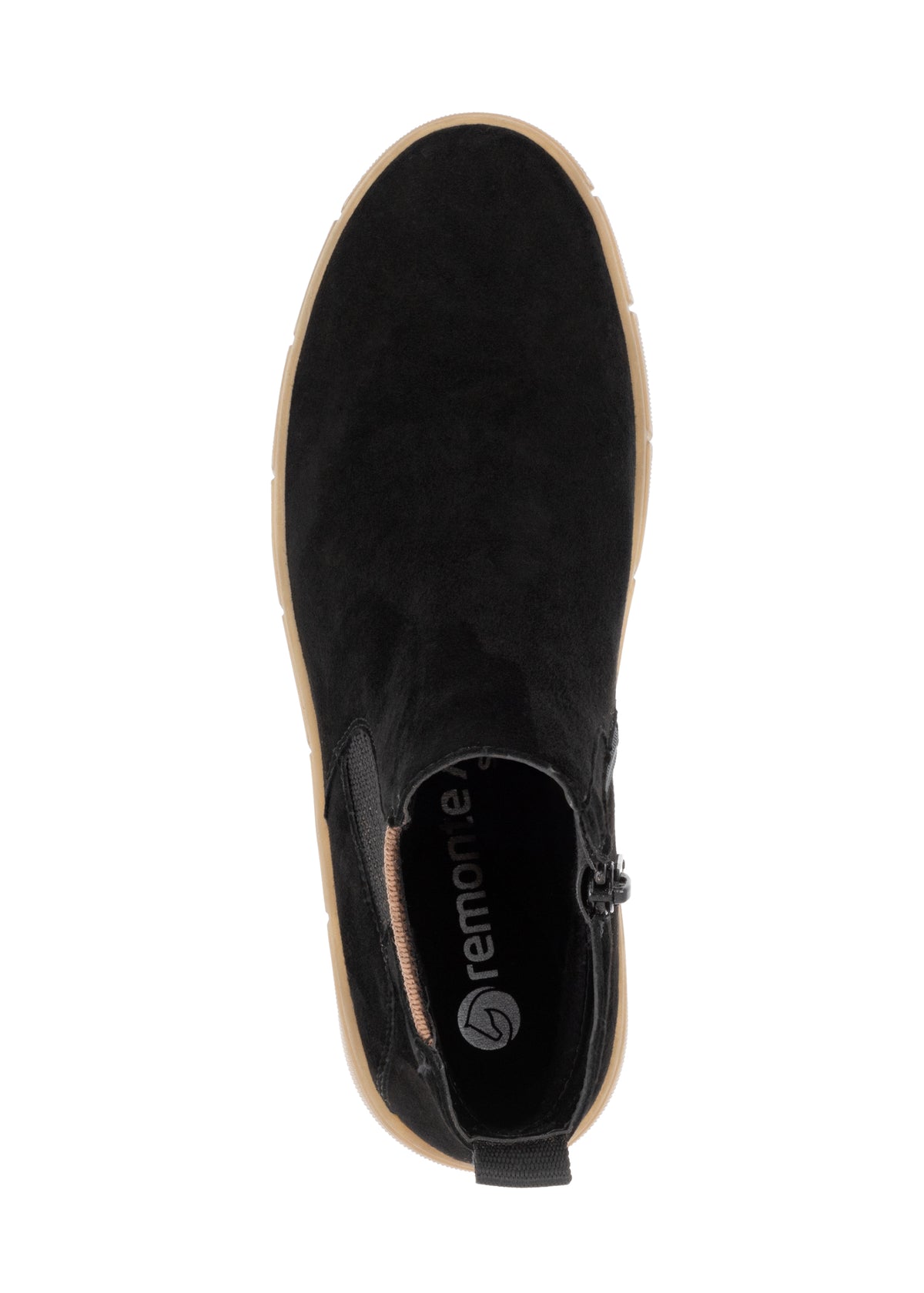 Chelsea ankle boots with thick sole - black leather, light brown sole