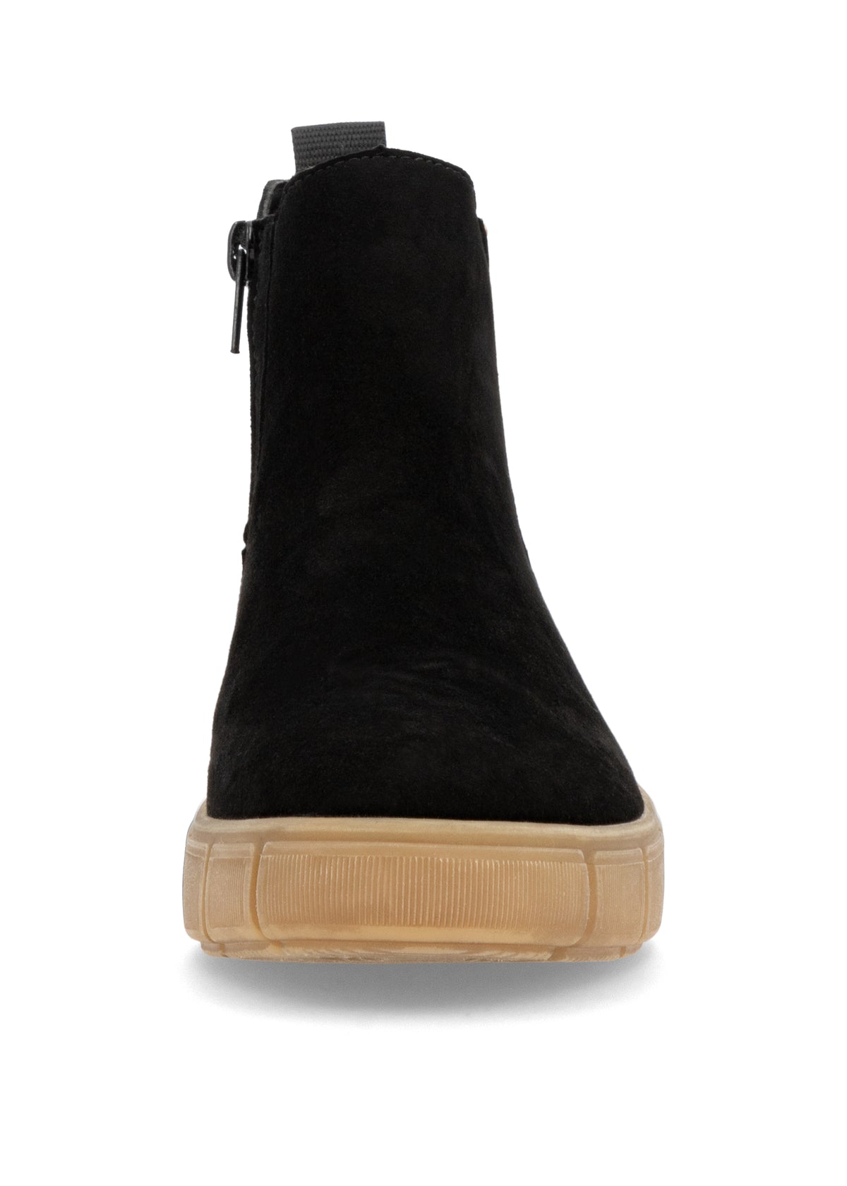 Chelsea ankle boots with thick sole - black leather, light brown sole