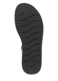 Sandaler med elastiska remmar - svart, silverfärgade prydnader, vegansk