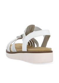 Sandals with flexible straps - white, silver decorations