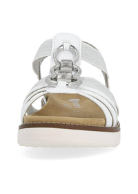 Sandals with flexible straps - white, silver decorations