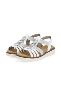 Sandals with flexible straps - white, silver decorations