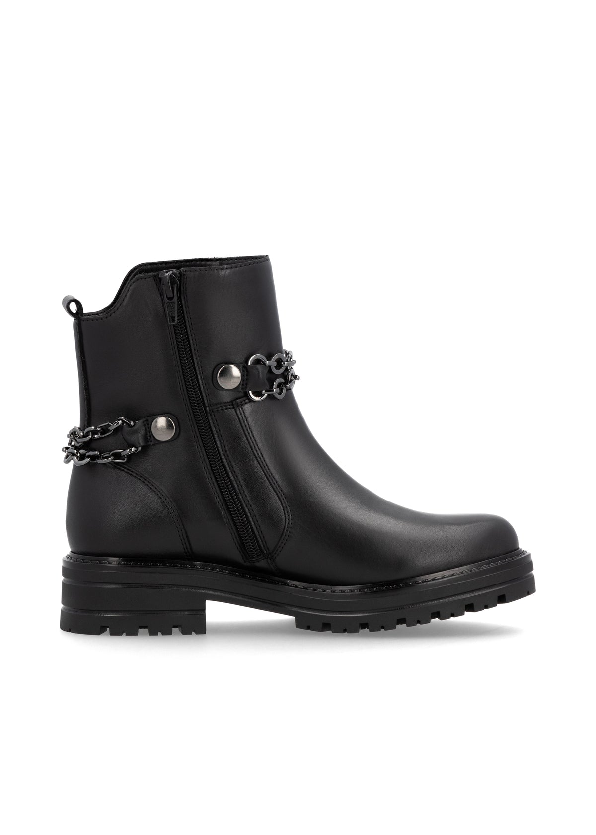 Ankle boots - black, decorative chain