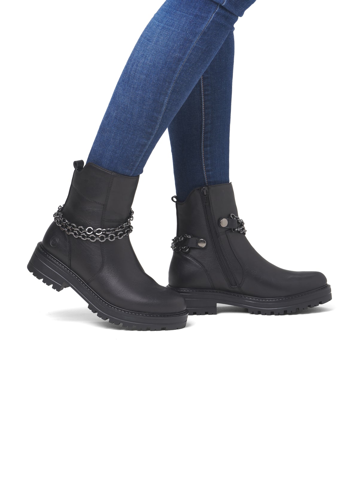 Ankle boots - black, decorative chain
