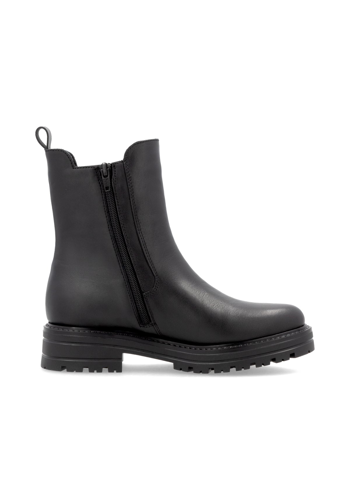 Chelsea ankle boots with thick sole - black leather, leopard pattern