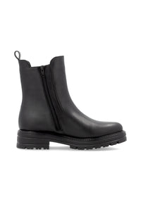 Chelsea ankle boots with thick sole - black leather, leopard pattern