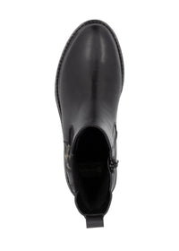 Chelsea ankle boots with thick sole - black leather, leopard pattern