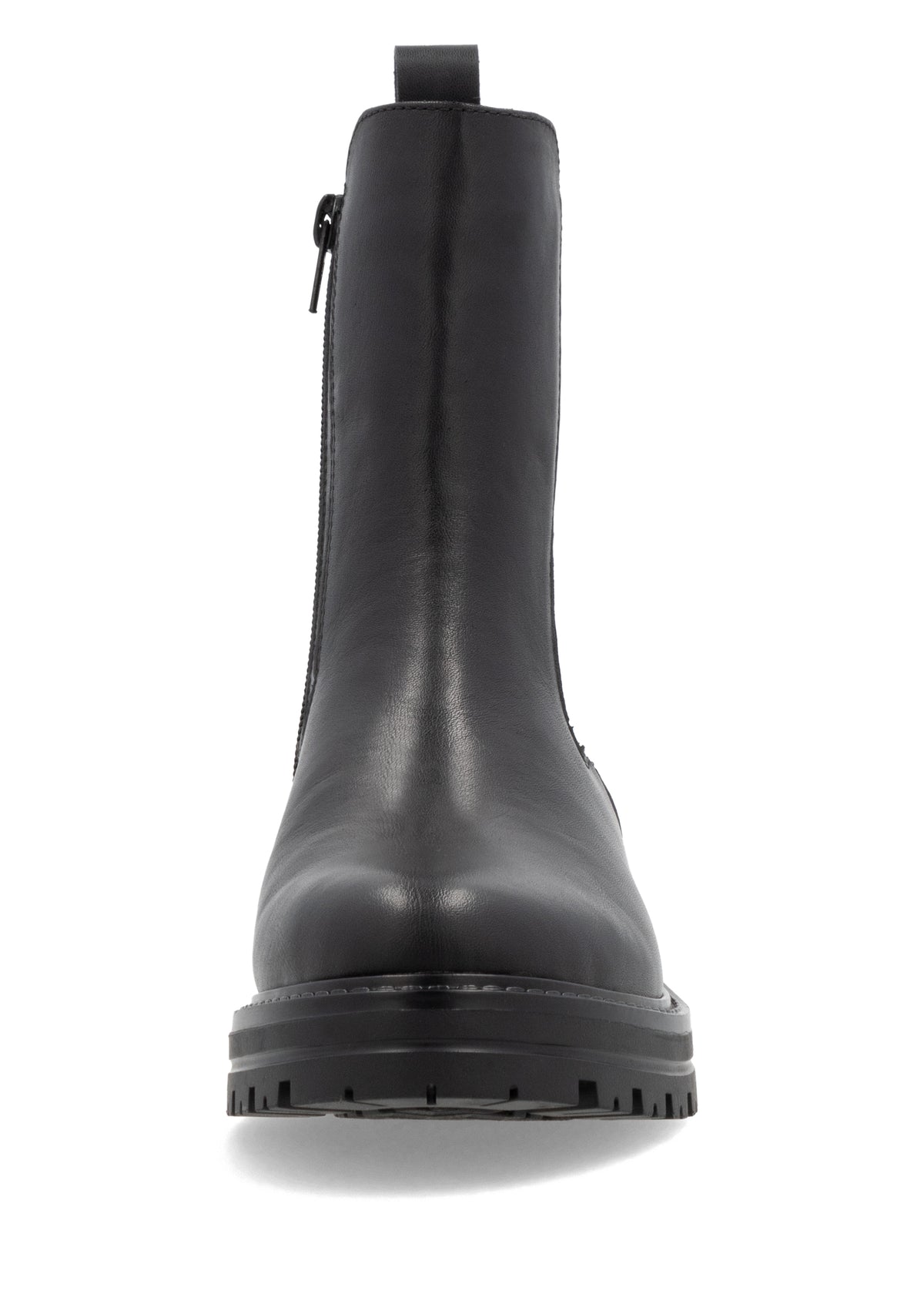 Chelsea ankle boots with thick sole - black leather, leopard pattern