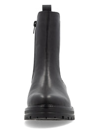 Chelsea ankle boots with thick sole - black leather, leopard pattern