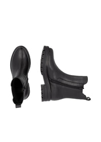 Chelsea ankle boots with thick sole - black leather, leopard pattern