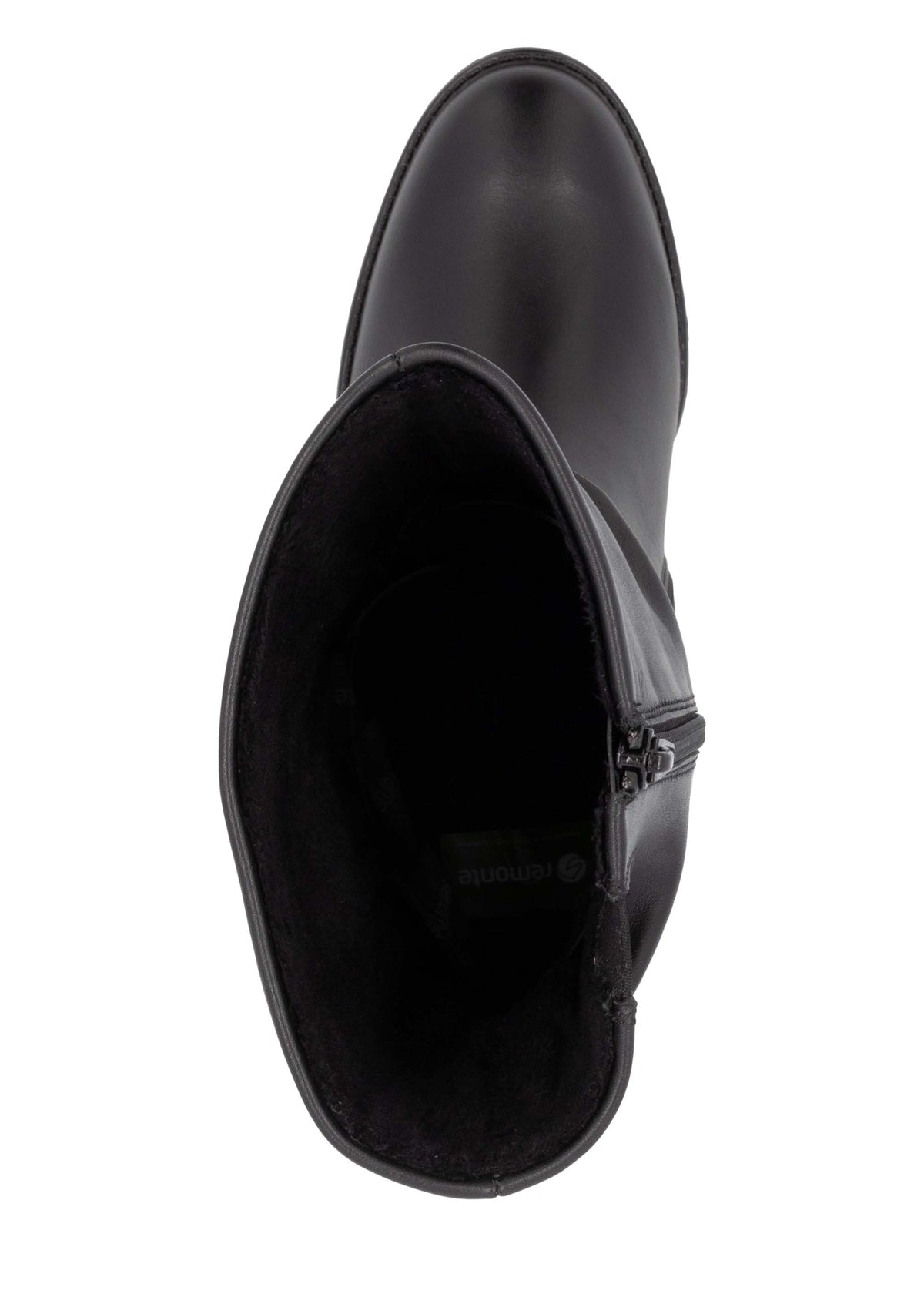 Boots with block heel - black leather, wrinkled shaft