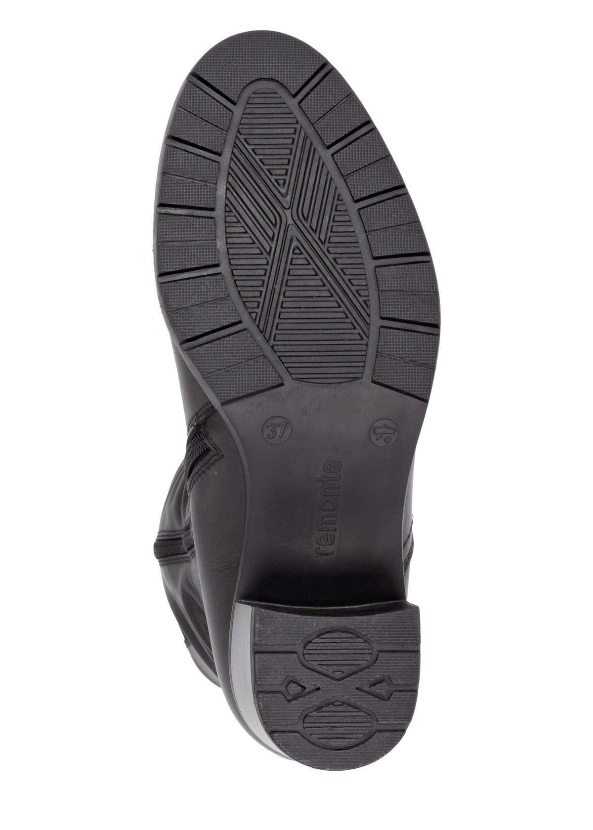 Boots with block heel - black leather, wrinkled shaft