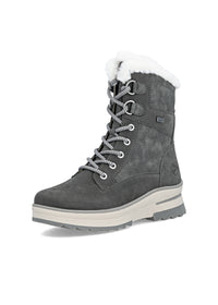 Winter boots with friction sole - grey leather, Remonte-TEX