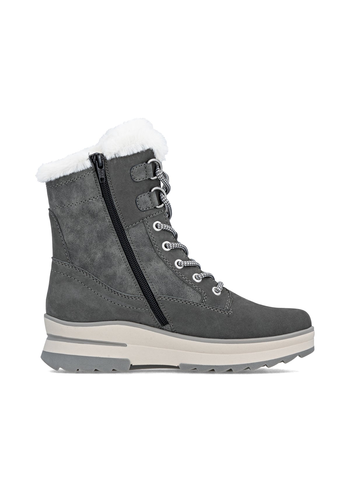 Winter boots with friction sole - grey leather, Remonte-TEX