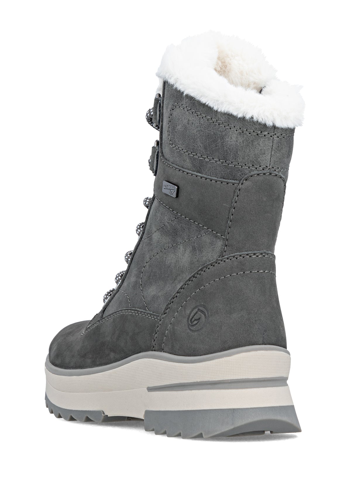 Winter boots with friction sole - grey leather, Remonte-TEX