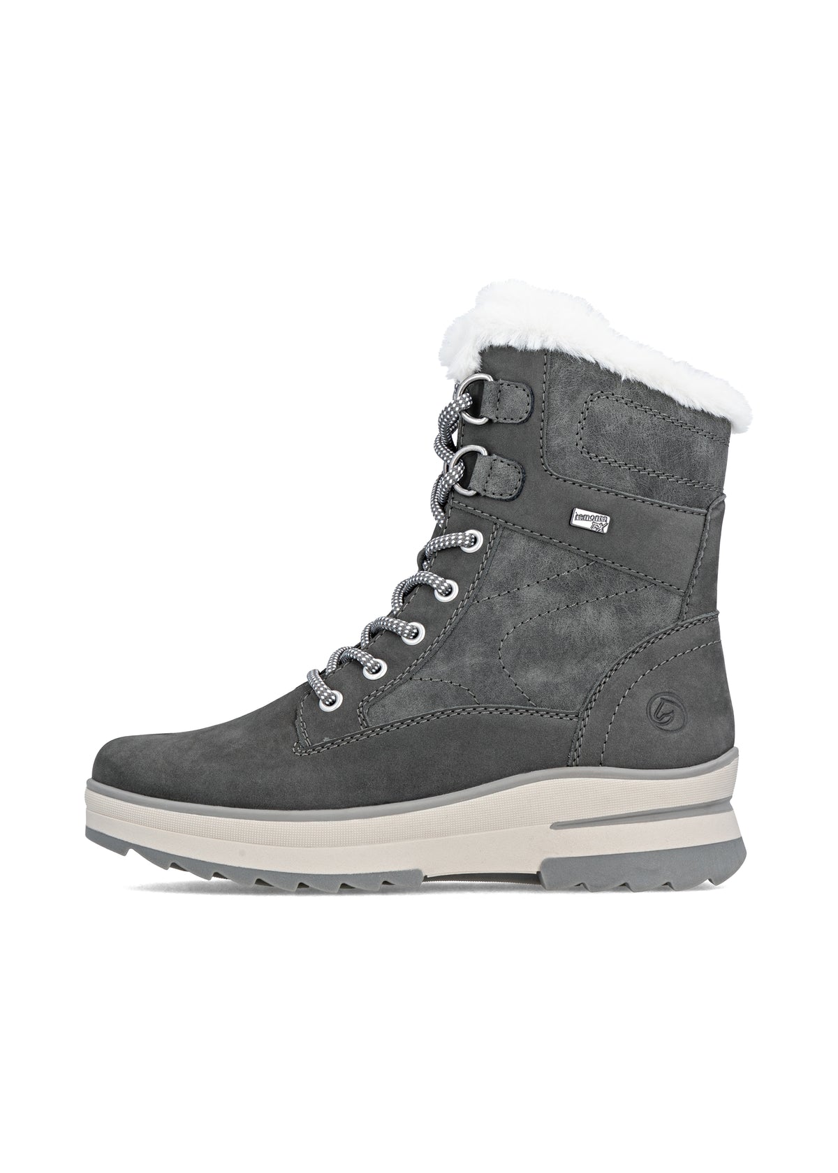 Winter boots with friction sole - grey leather, Remonte-TEX