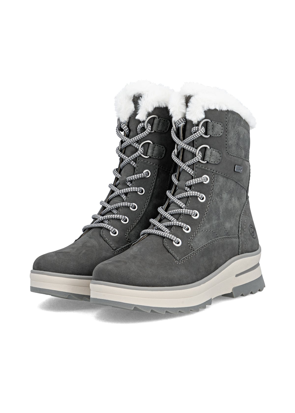 Winter boots with friction sole - grey leather, Remonte-TEX