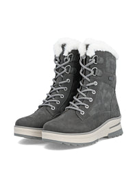 Winter boots with friction sole - grey leather, Remonte-TEX