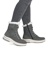 Winter boots with friction sole - grey leather, Remonte-TEX