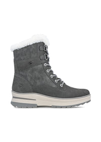 Winter boots with friction sole - grey leather, Remonte-TEX