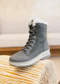 Winter boots with friction sole - grey leather, Remonte-TEX