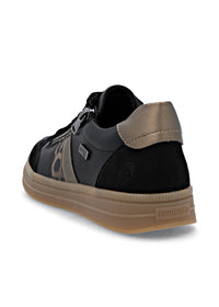 Sneakers - black leather, brown sole and details
