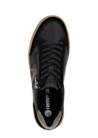 Sneakers - black leather, brown sole and details