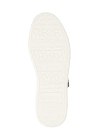 Sneakers - svart läder, gyllene detaljer, vit sula
