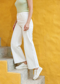 Sneakers - white embossed leather, golden details