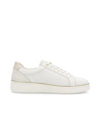 Sneakers - white embossed leather, golden details
