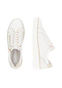 Sneakers - white embossed leather, golden details