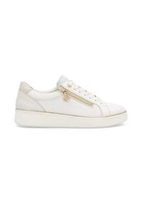 Sneakers - white embossed leather, golden details