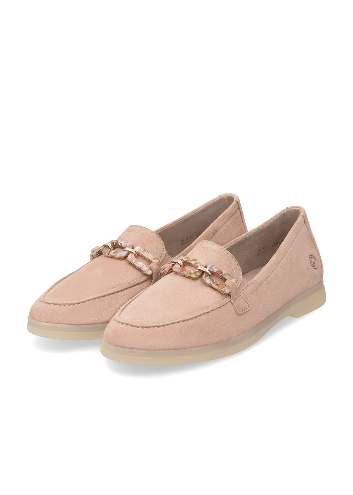 Loaferit - roosa nahka, pinkkisävyinen ketjukoriste