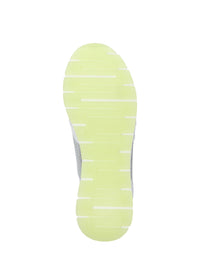 Sneakers with wedge sole - white leather, mesh fabric, elastic laces