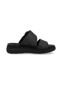 Sticktoffelsandaler - svarta läderremmar, spänne