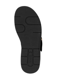 Sticktoffelsandaler - svarta läderremmar, spänne