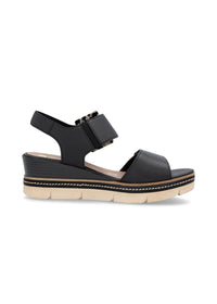 Wedge-heeled sandals - black, light sole