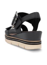 Wedge-heeled sandals - black, light sole