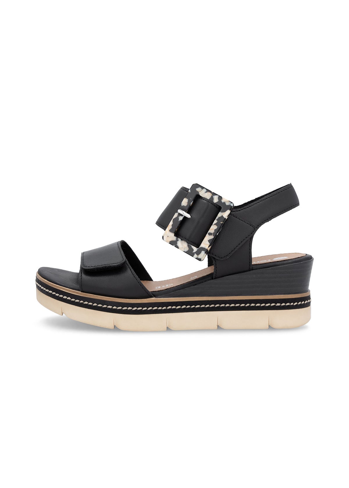 Wedge-heeled sandals - black, light sole