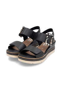 Wedge-heeled sandals - black, light sole