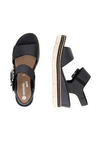 Wedge-heeled sandals - black, light sole