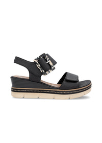 Wedge-heeled sandals - black, light sole