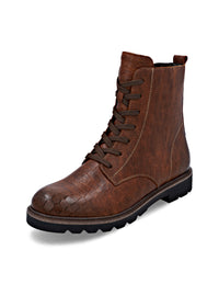 Lace-up ankle boots - brown patterned leather