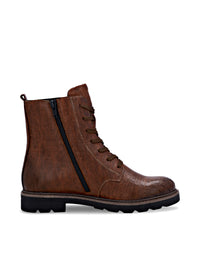 Lace-up ankle boots - brown patterned leather