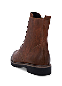 Lace-up ankle boots - brown patterned leather