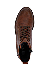 Lace-up ankle boots - brown patterned leather