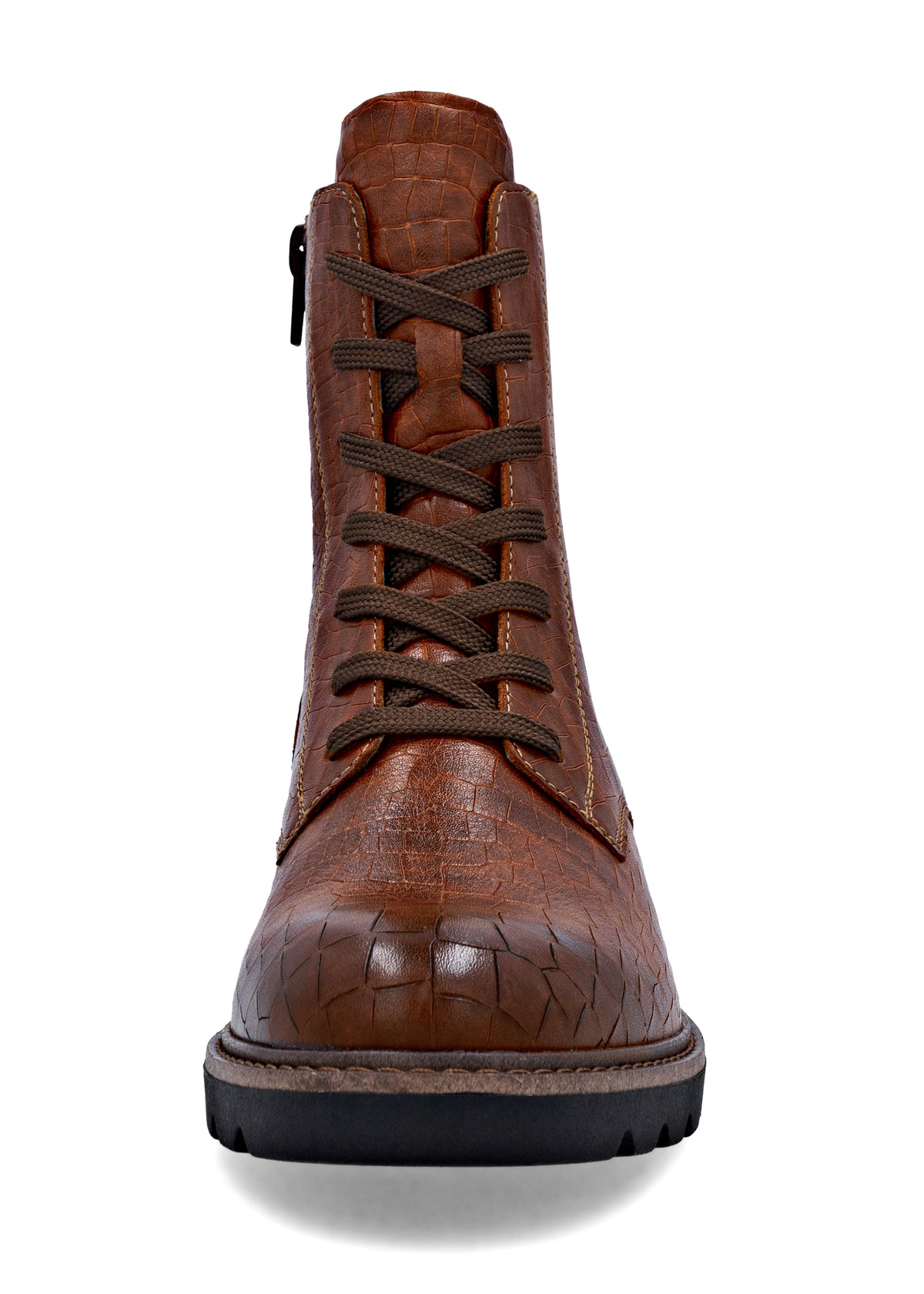 Lace-up ankle boots - brown patterned leather